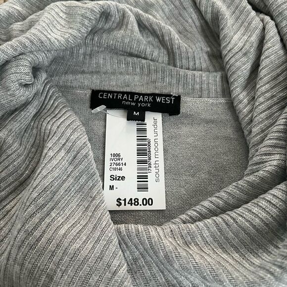 Central Park West Grey and Cream Striped Cowl Neck Sweater - Picture 6 of 6